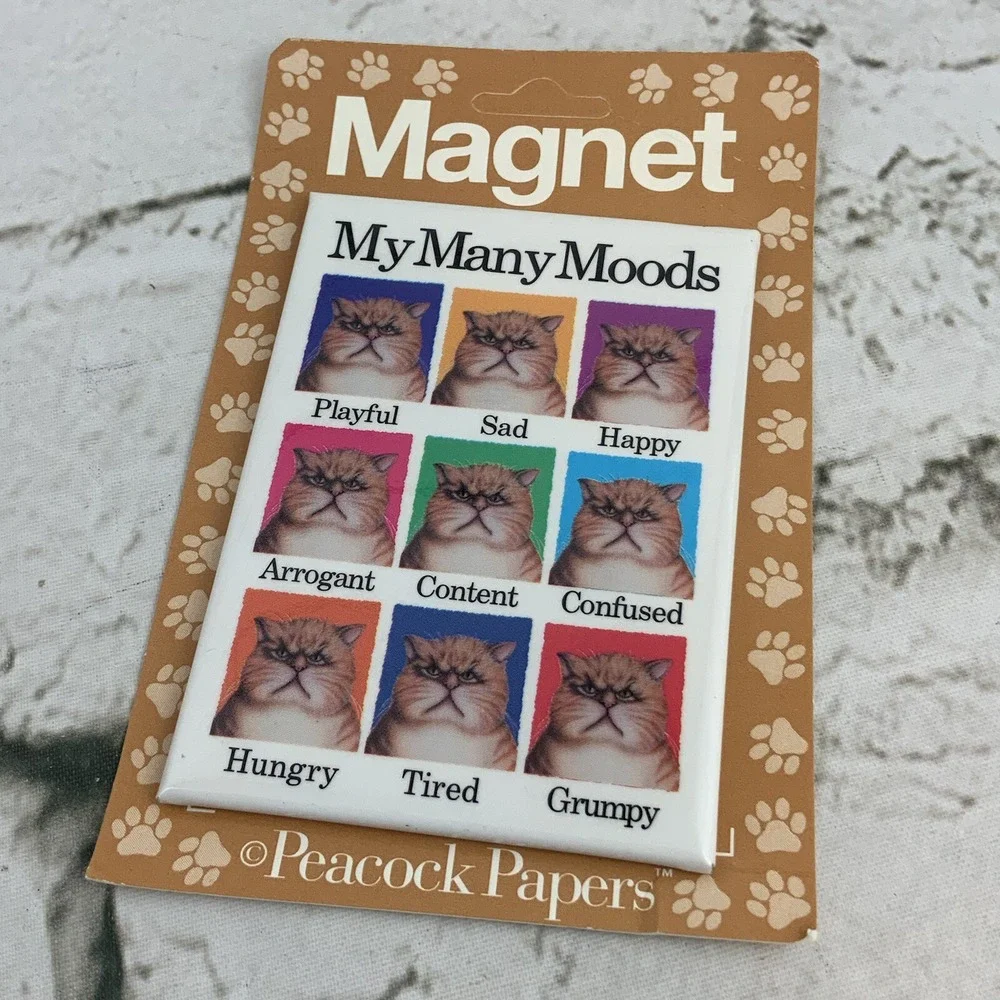 Peacock Papers Refrigerator‎ Magnet My Many Moods Grumpy Cat NOS
